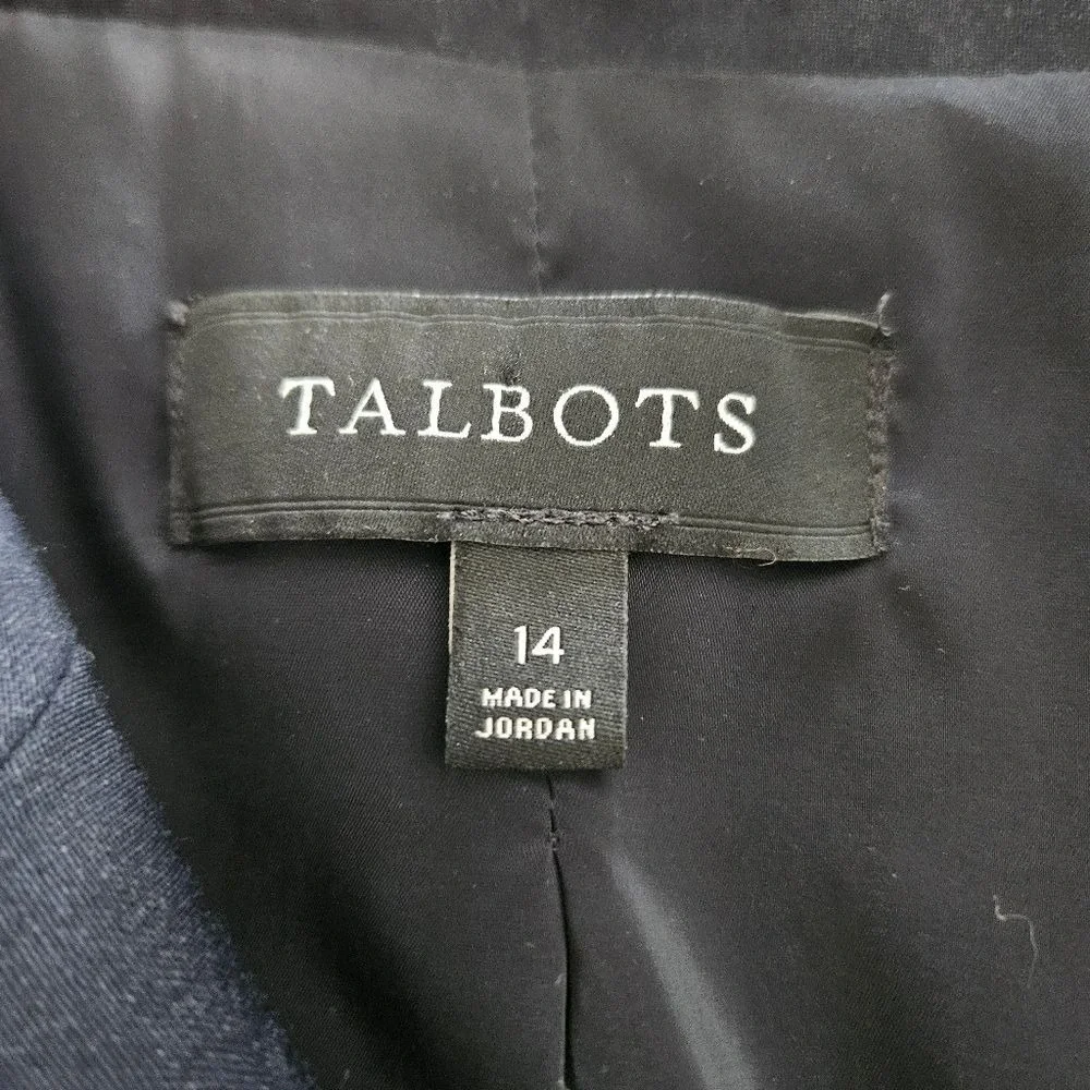 Talbots Navy Blue Wool Laine Blend Blazer Jacket - Size 14 - Career‎ Classic
